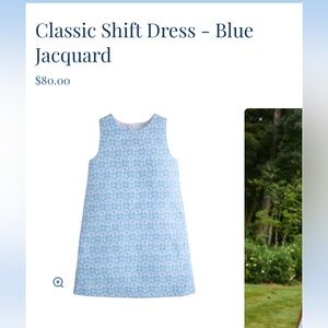 Little English white and blue floral dress- classic shift dress- blue jacquard